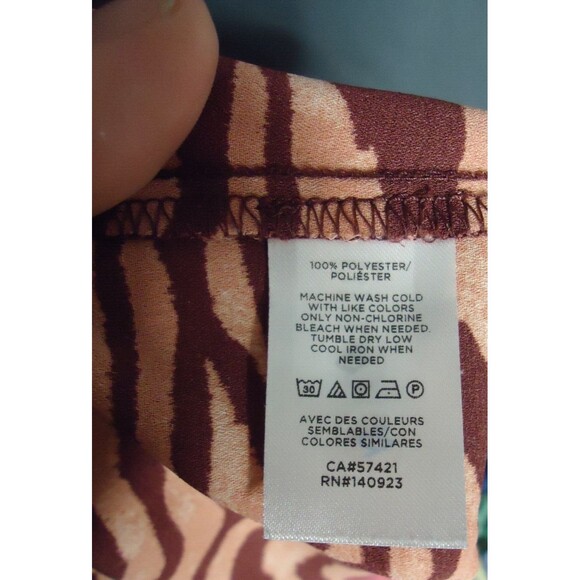 Loft Outlet Halter Tank Top Flowing Tunic Red Zebra Stripe Quarter Zip Size Med - Picture 4 of 9